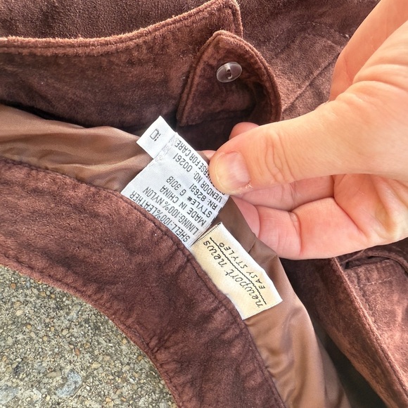 Vintage Newport News 90s Brown Leather Suede Embroidered Floral Pants Size 10 - Picture 4 of 4